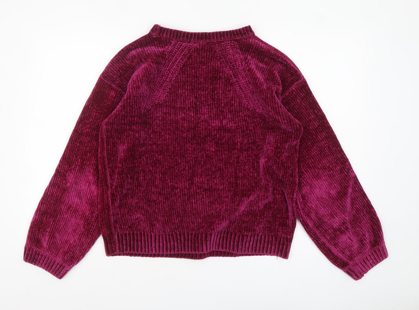 Fransa Women's Purple Velvet Long Sleeve Pullover Jumper M