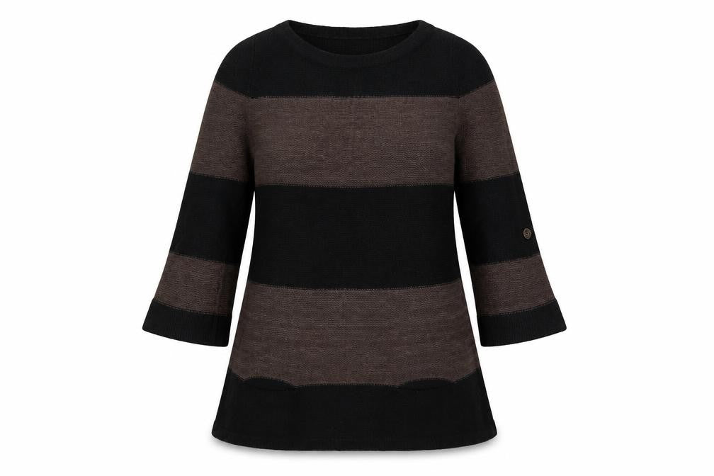 Marks & Spencer Women’s Black Brown Striped Tunic Jumper UK14