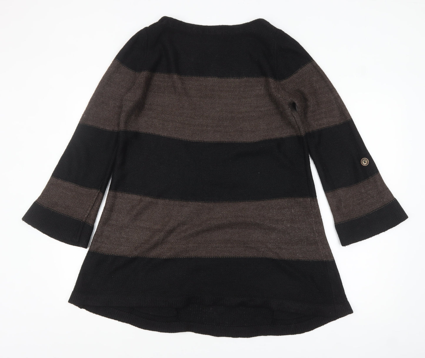 Marks and Spencer Women’s Black Brown Striped Tunic Jumper UK14