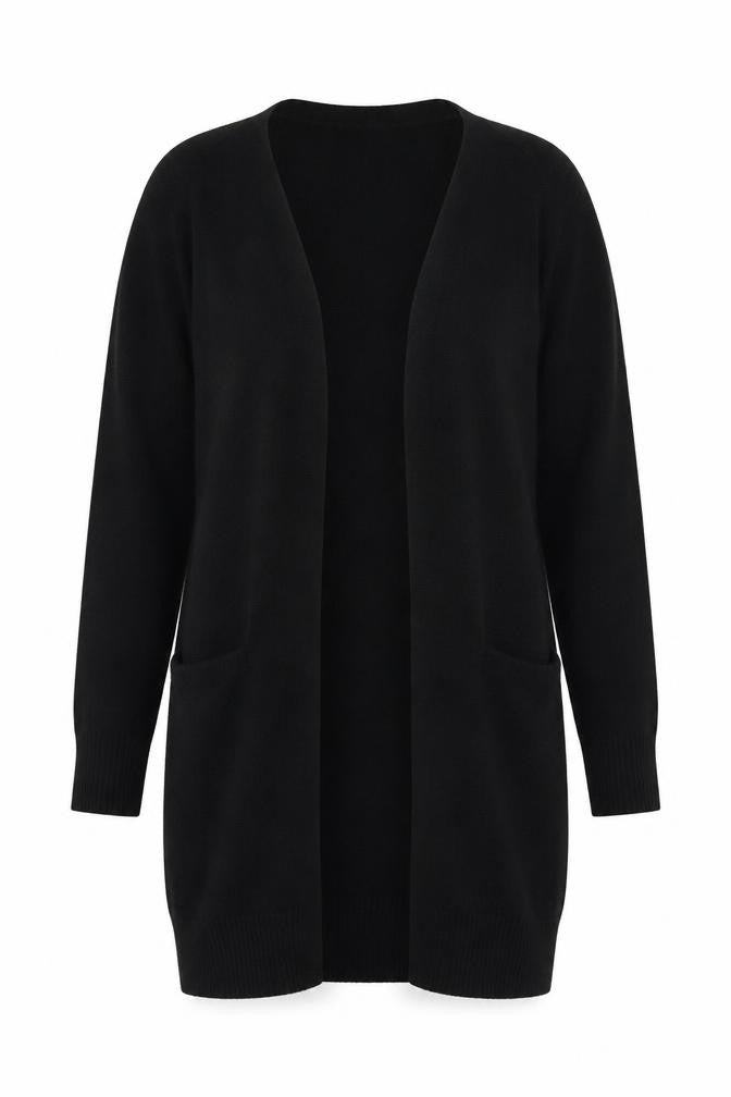 Jacqueline de Yong Womens Black Long Knit Cardigan Medium