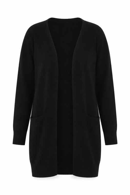 Jacqueline de Yong Womens Black Long Knit Cardigan Medium