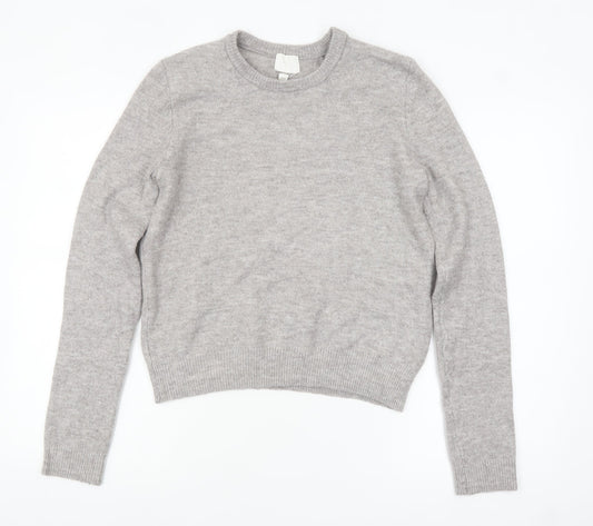 H&M Women’s Grey Wool Blend Crew Neck Jumper XS