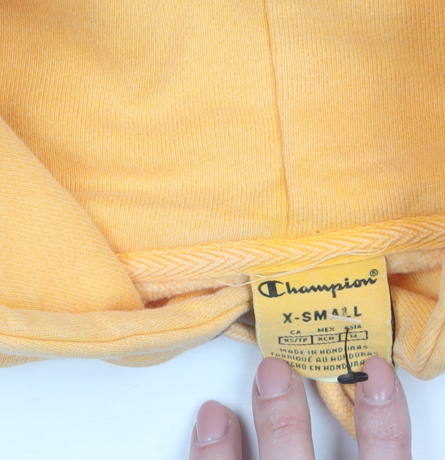 Champion Womens Yellow XS Pullover Hoodie Cotton Blend Sweatshirt