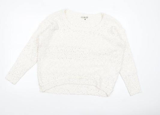 Tu Women’s Ivory Sequin Chunky-Knit Jumper Size 14