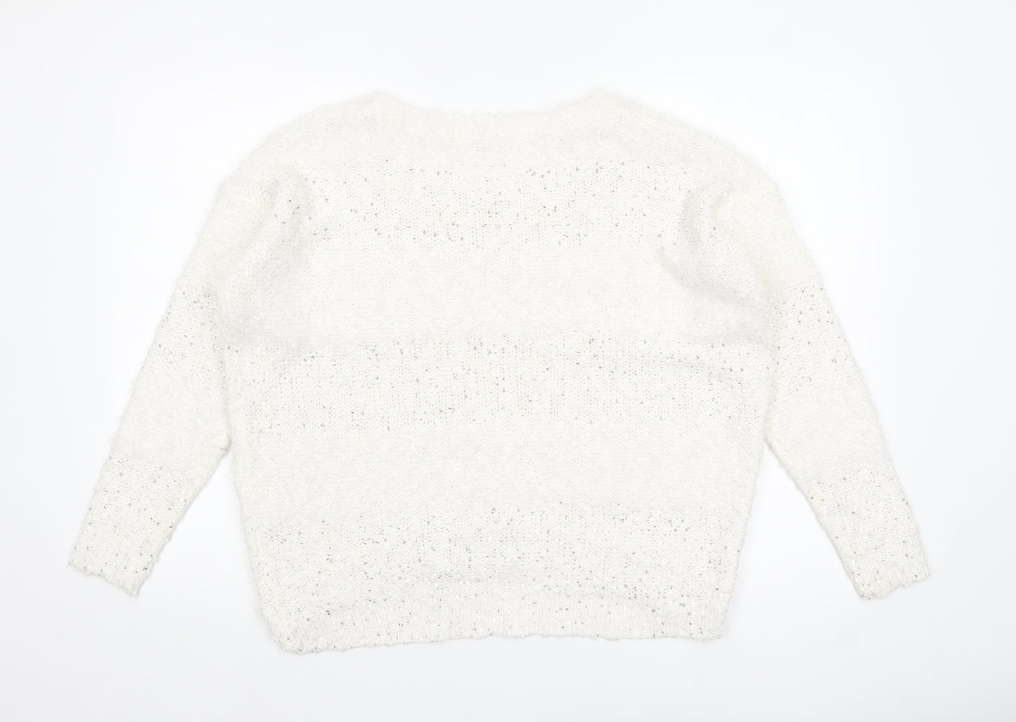 Tu Women’s Ivory Sequin Chunky-Knit Jumper Size 14