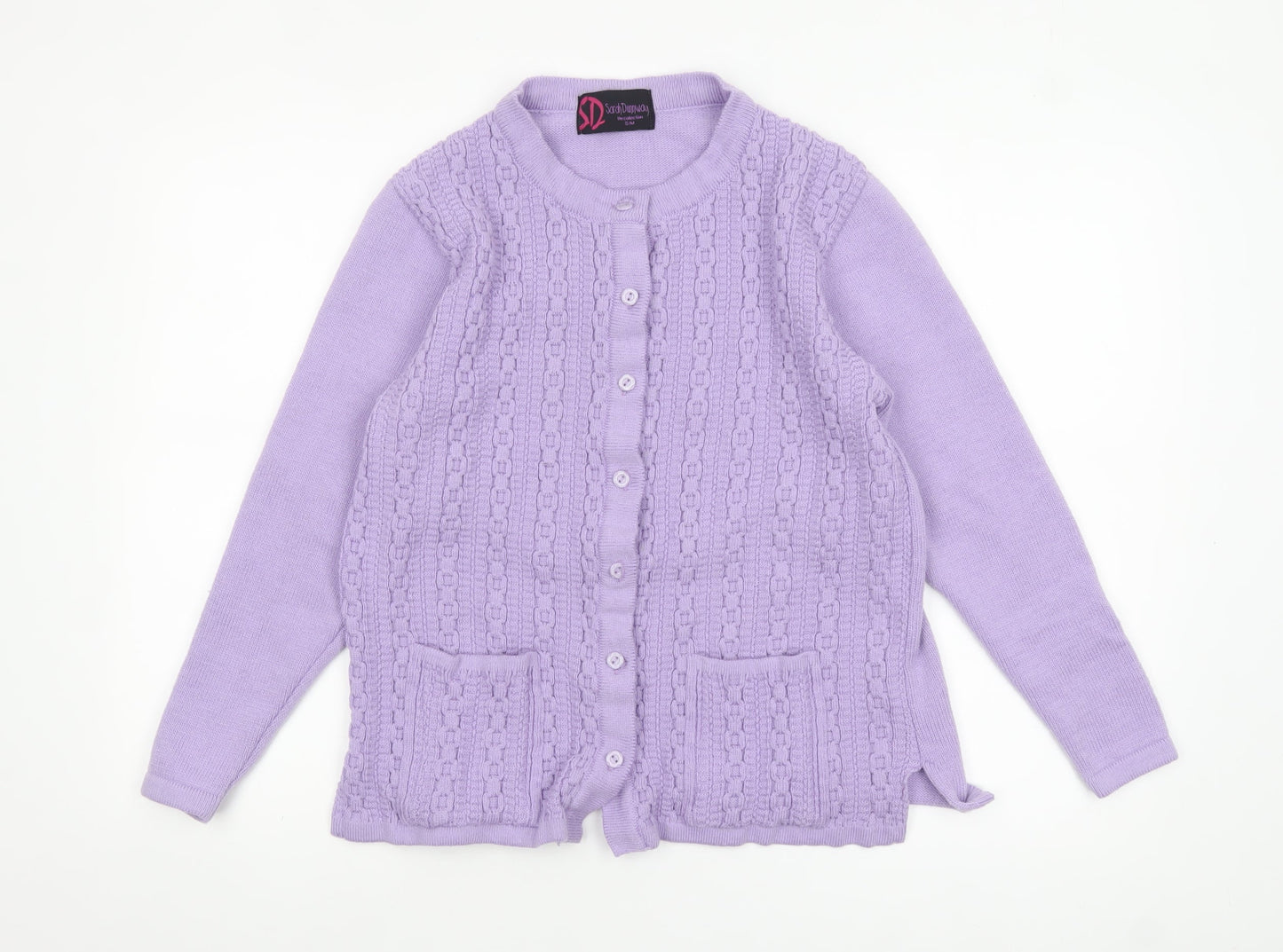 Sarah Dunnway Women's Purple Cable-Knit Cardigan S