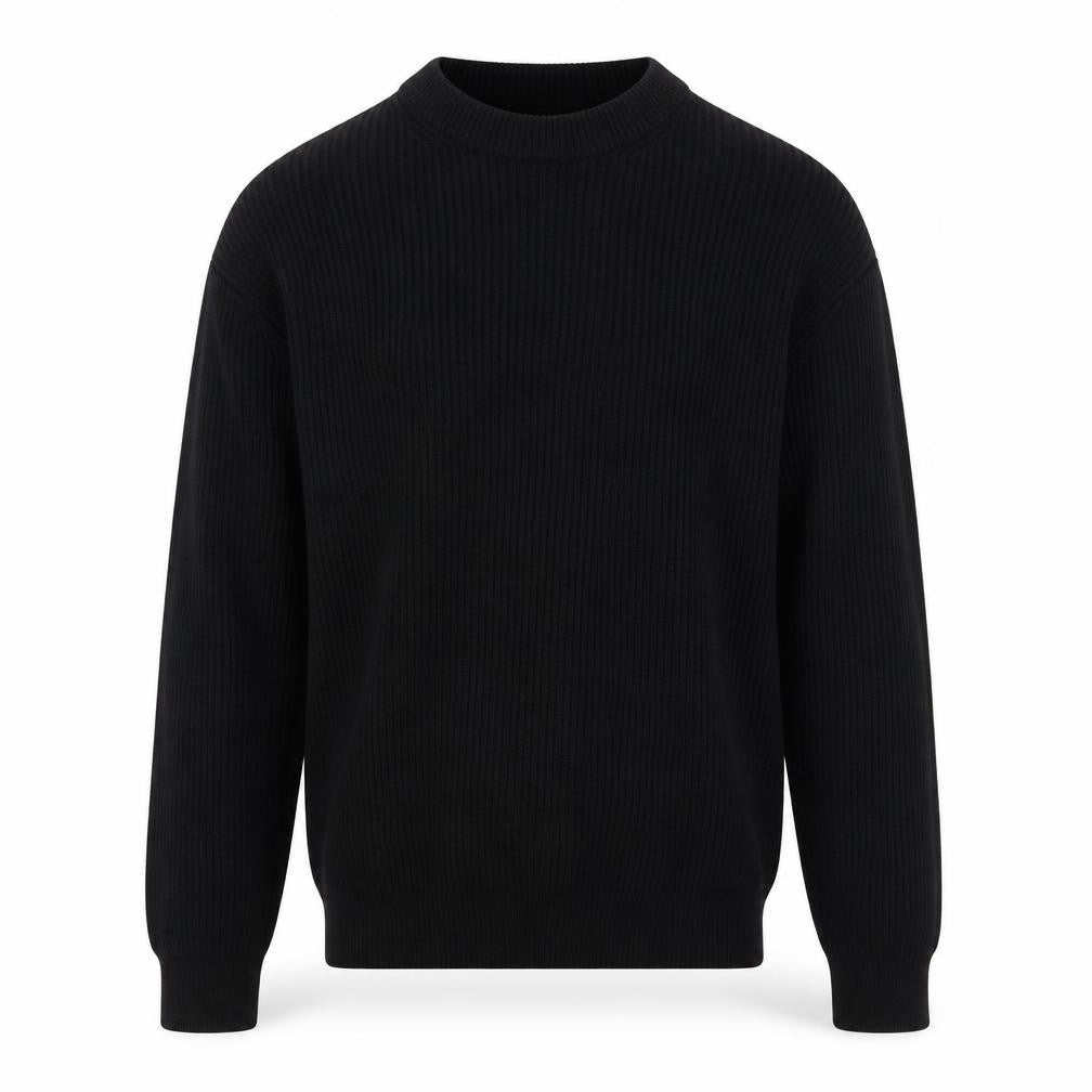 Zara Men's Black Ribbed Crew Neck Pullover Jumper XL