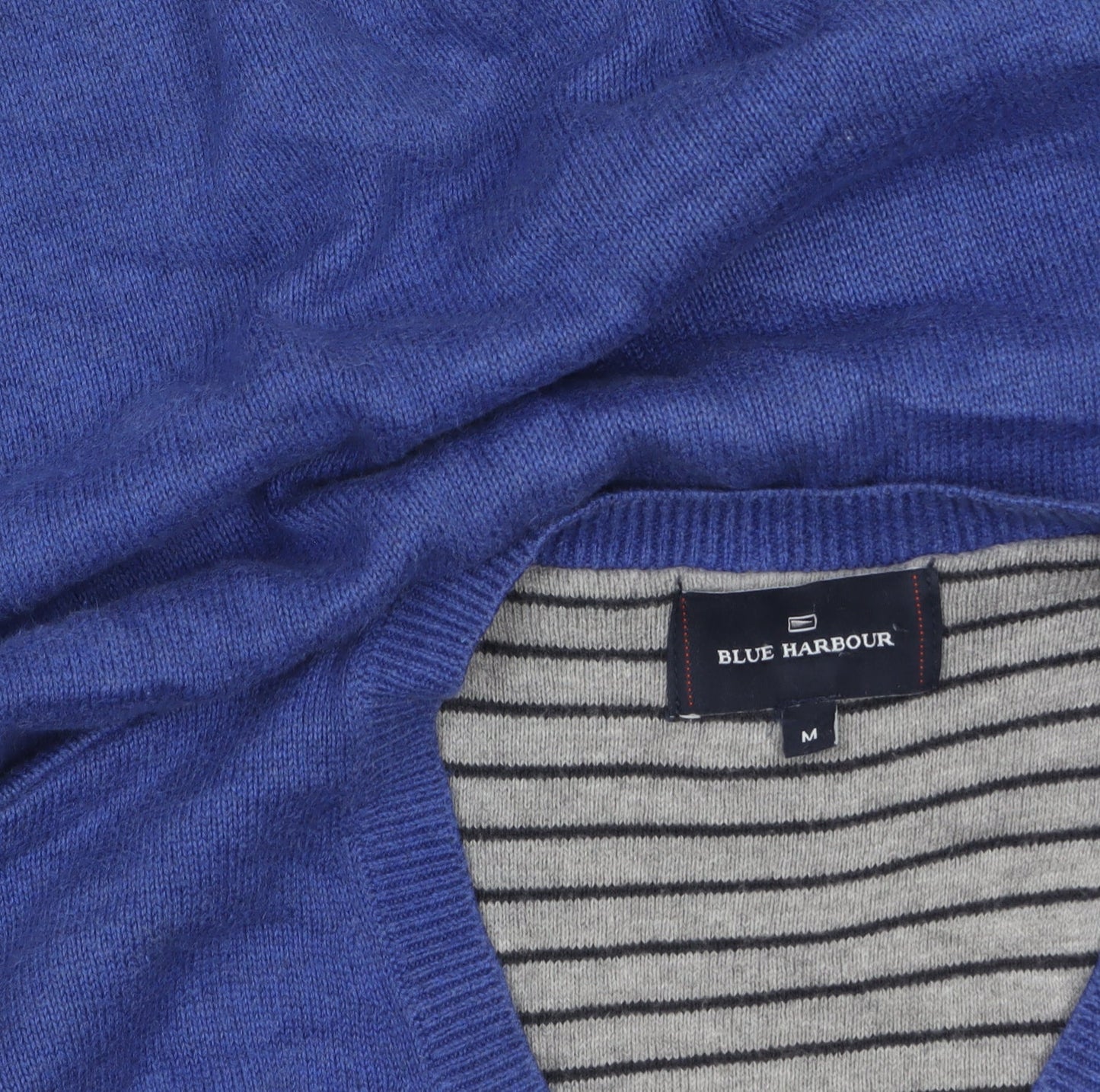 Marks and Spencer Blue Harbour Men’s Blue Cotton V-Neck Jumper M