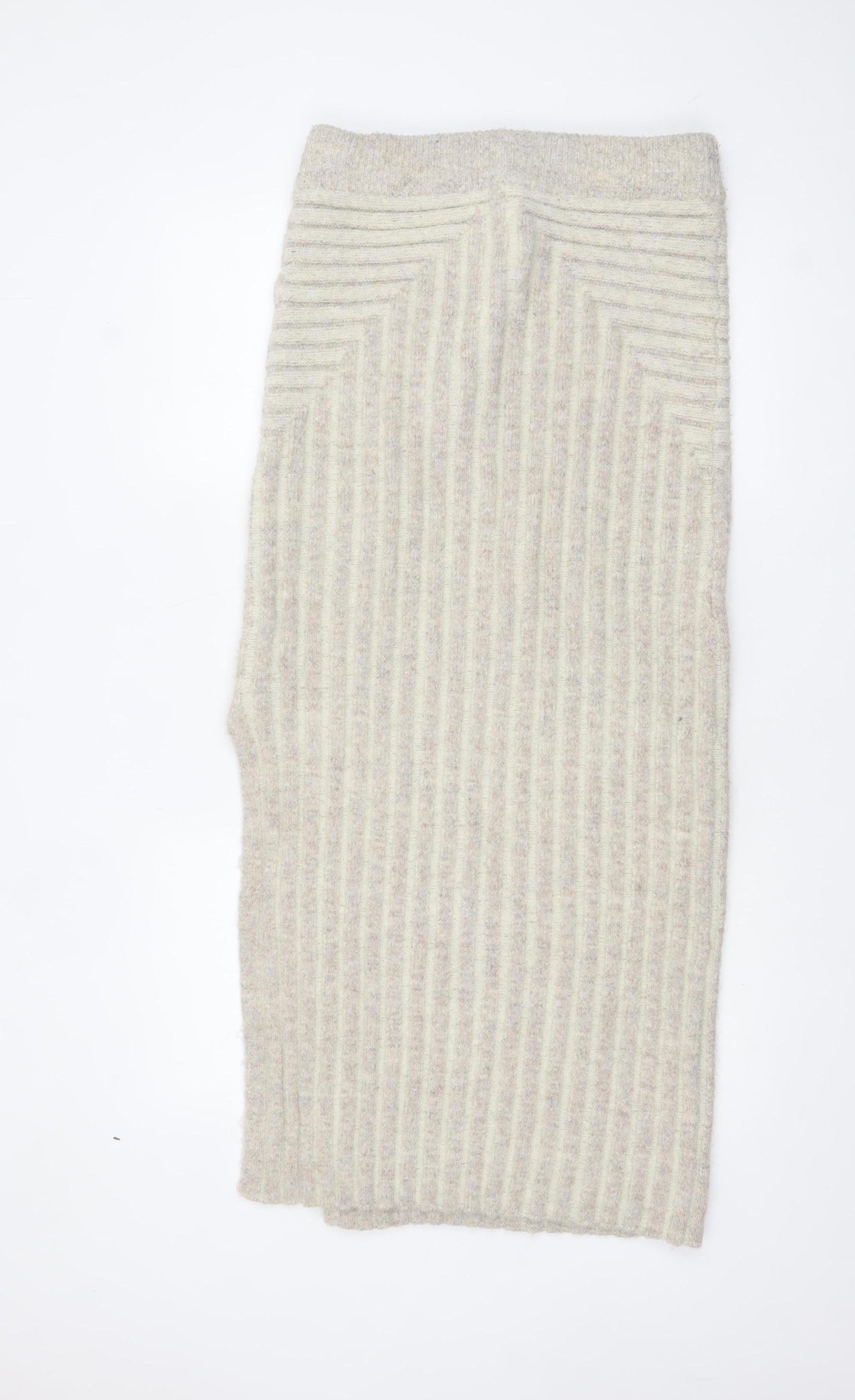 Topshop Women Beige Wool Knit Midi Pencil Skirt M
