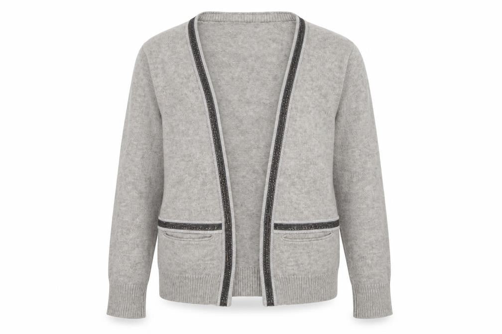 Soyaconcept Women's Grey Knit Open Cardigan Size S Lightweight