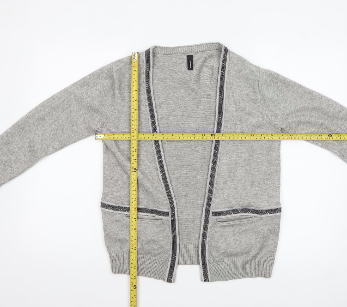 Soyaconcept Women's Grey Knit Open Cardigan Size S Lightweight