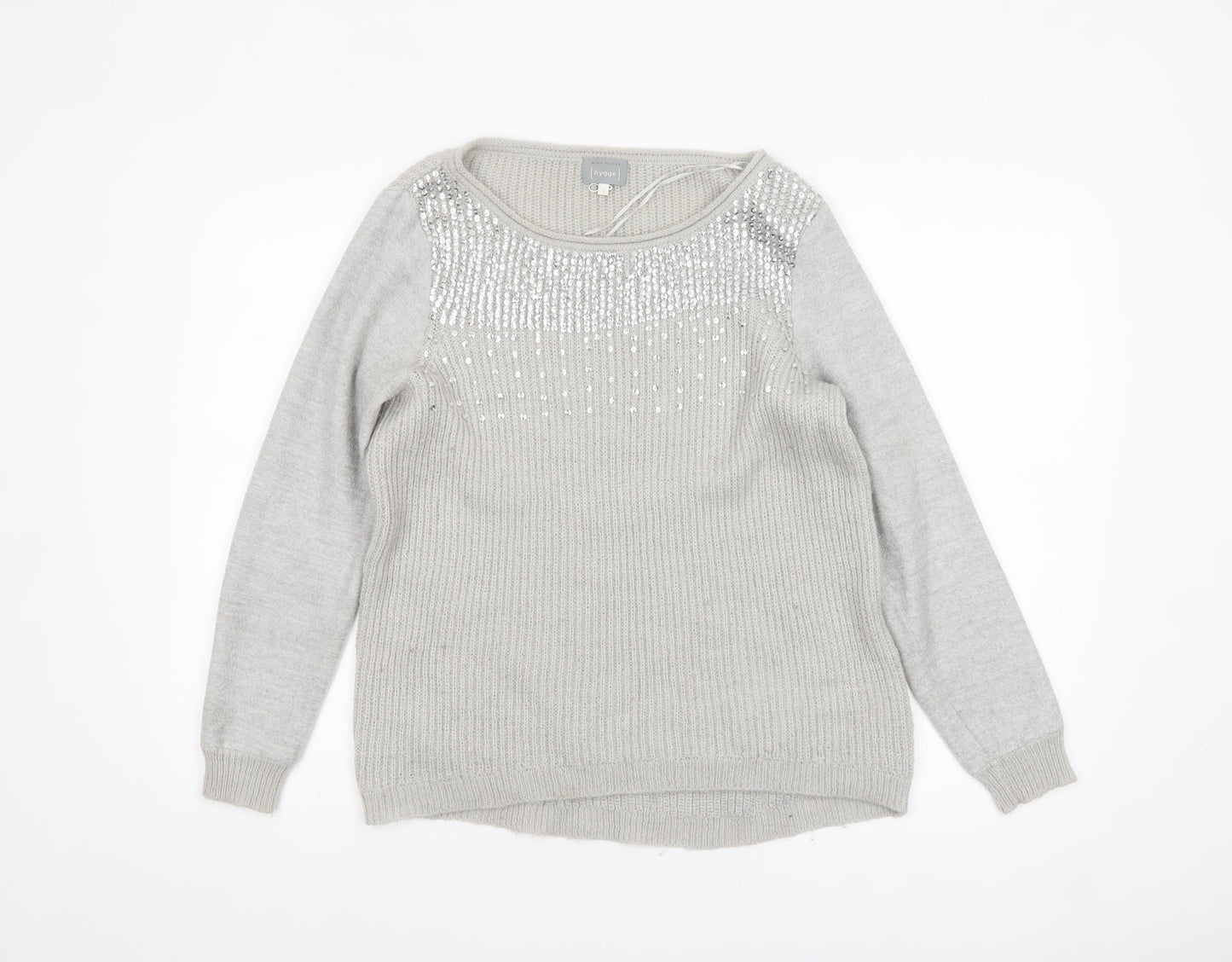 Mint Velvet Women’s Grey Sequin Knit Jumper Size 12