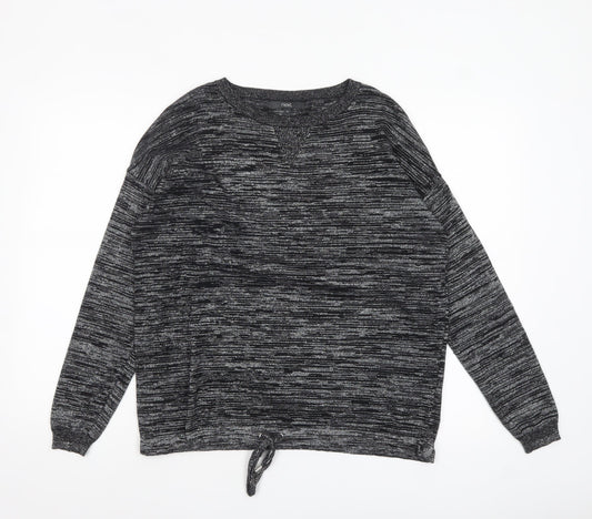Next Womens Grey Crew Neck Tie Hem Long Sleeve Jumper Size 10