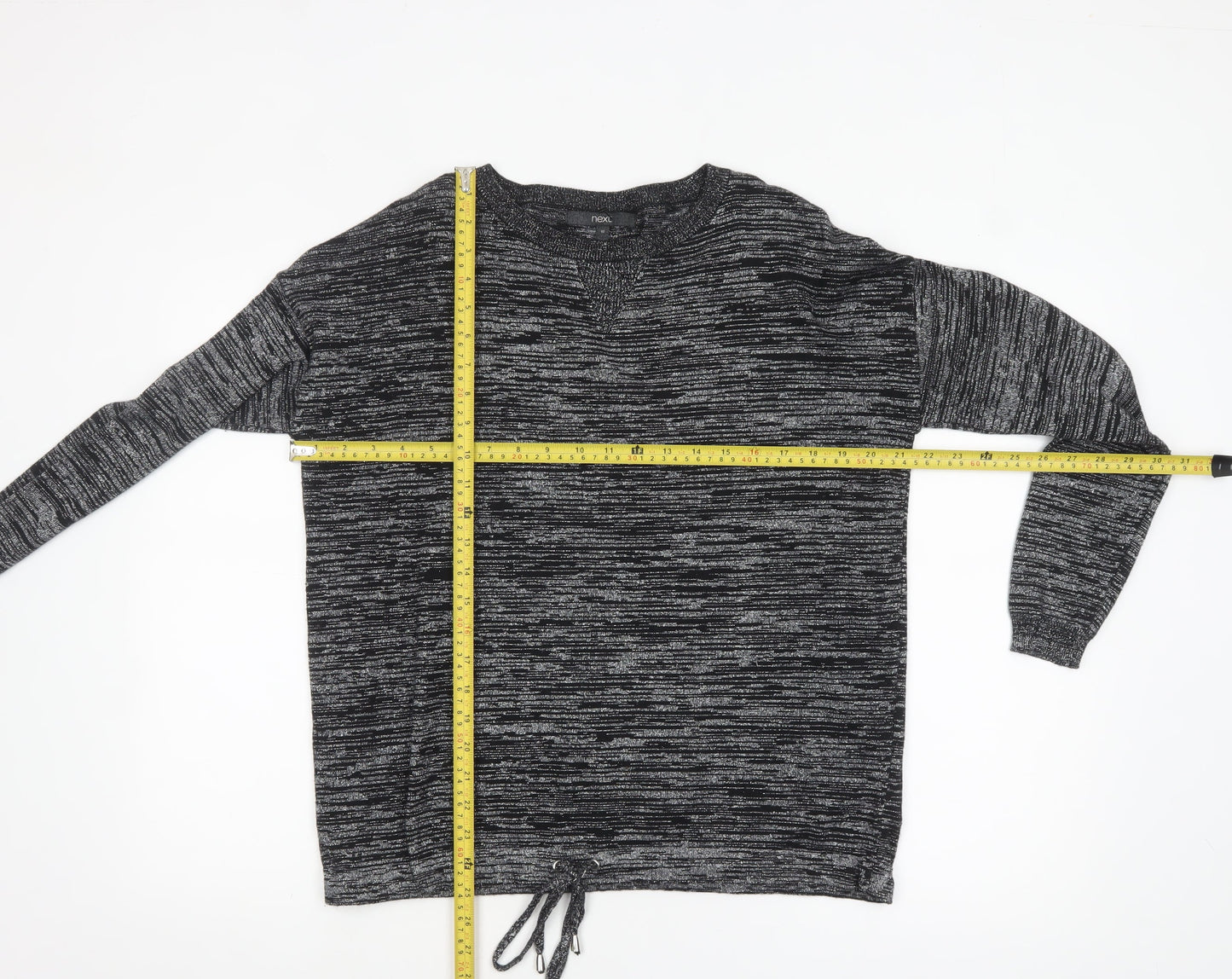 Next Womens Grey Crew Neck Tie Hem Long Sleeve Jumper Size 10