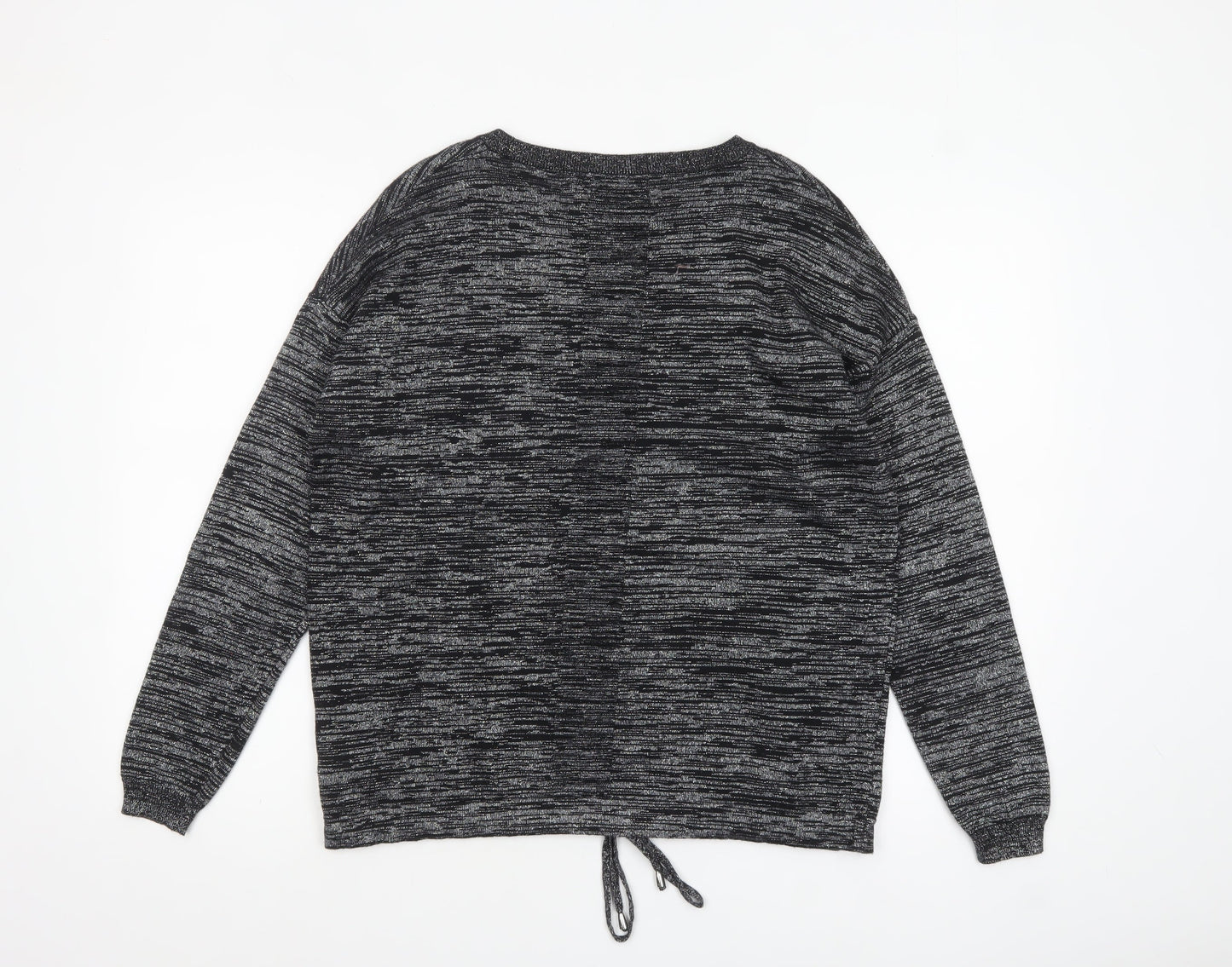 Next Womens Grey Crew Neck Tie Hem Long Sleeve Jumper Size 10