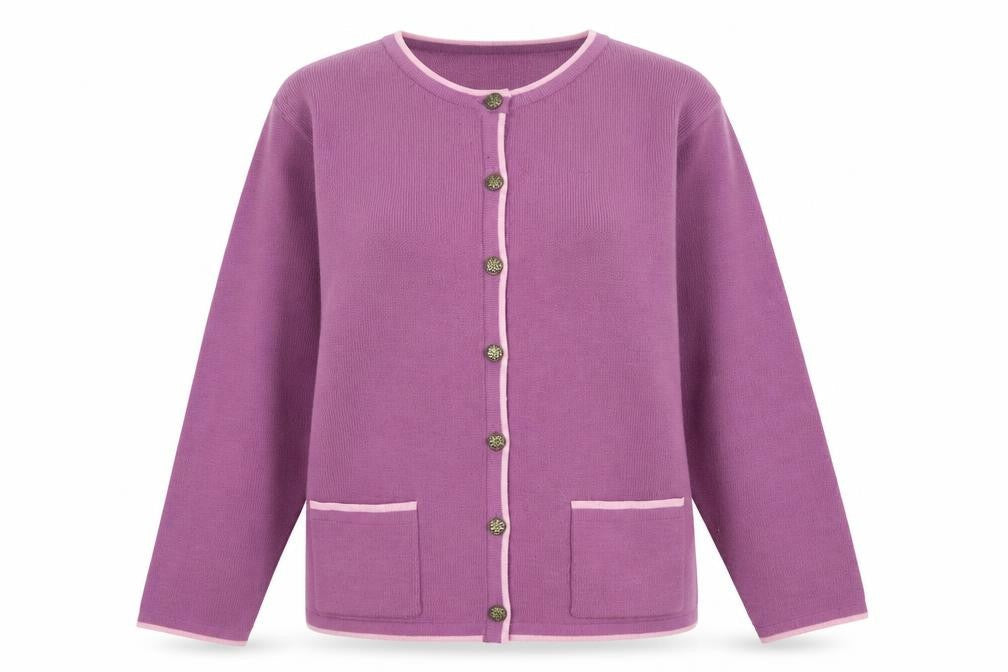 EWM Women's Purple Cardigan Knit Jumper Size 14-16 Acrylic