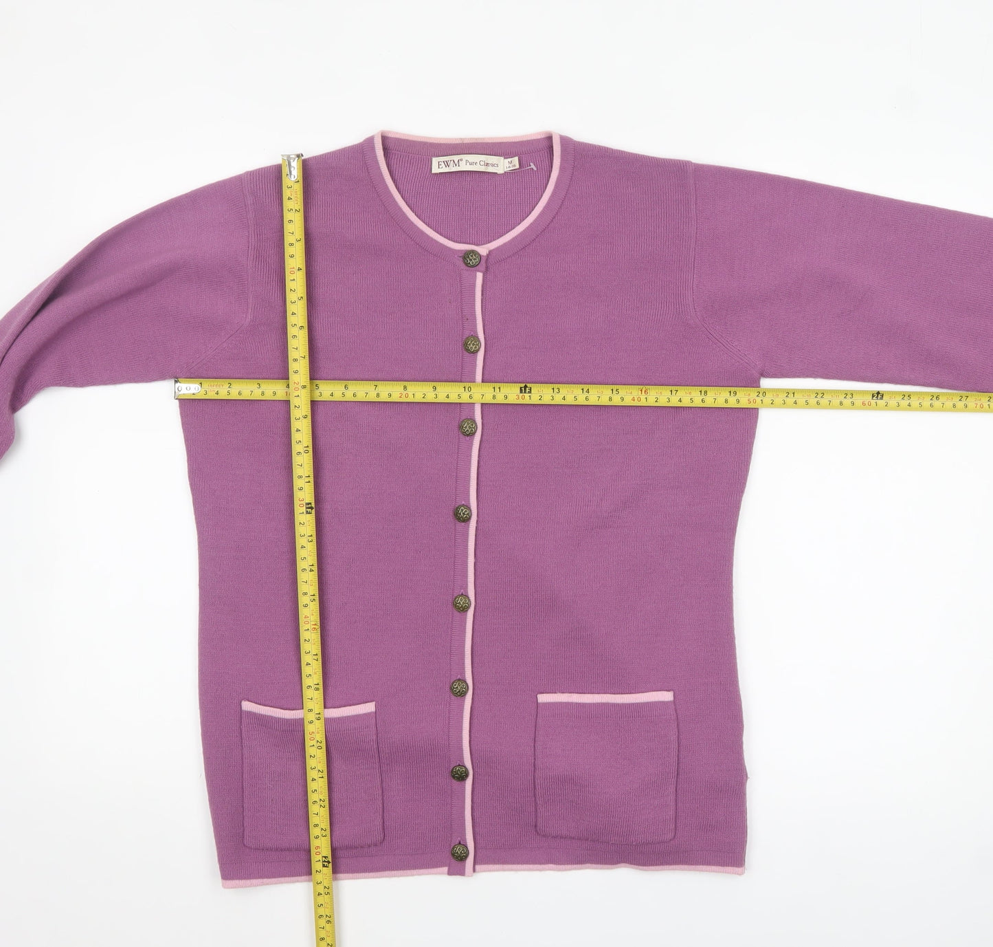 EWM Women's Purple Cardigan Knit Jumper Size 14-16 Acrylic