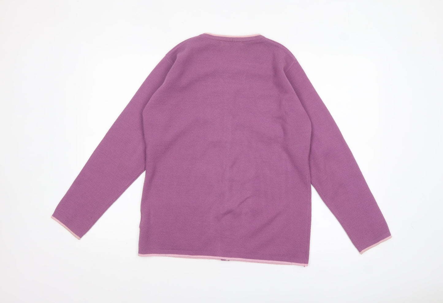 EWM Women's Purple Cardigan Knit Jumper Size 14-16 Acrylic