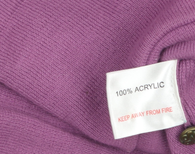 EWM Women's Purple Cardigan Knit Jumper Size 14-16 Acrylic
