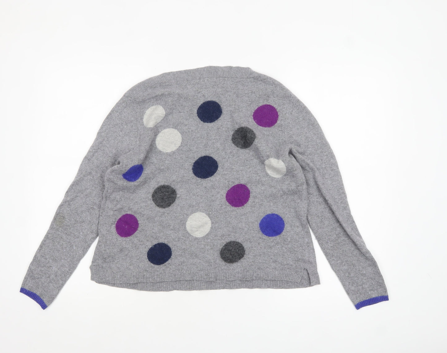 White Stuff Women's Grey Polka Dot Wool Blend Jumper UK 16