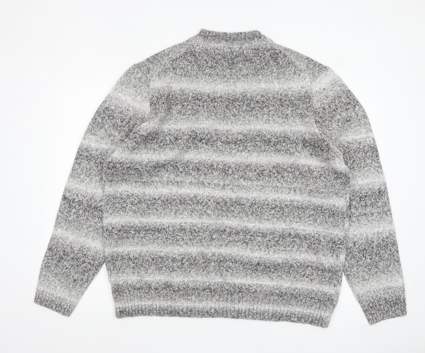 F&F Men's Grey Striped 2XL Crew Neck Pullover Jumper