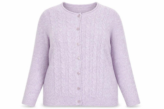 EWM Womens Purple Cable Knit Acrylic Cardigan Size 18