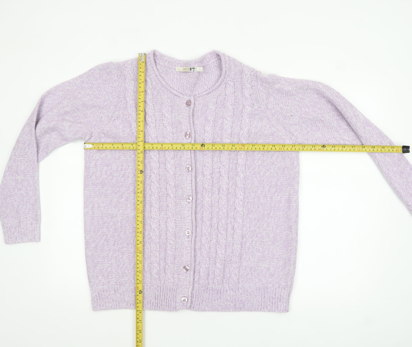EWM Womens Purple Cable Knit Acrylic Cardigan Size 18
