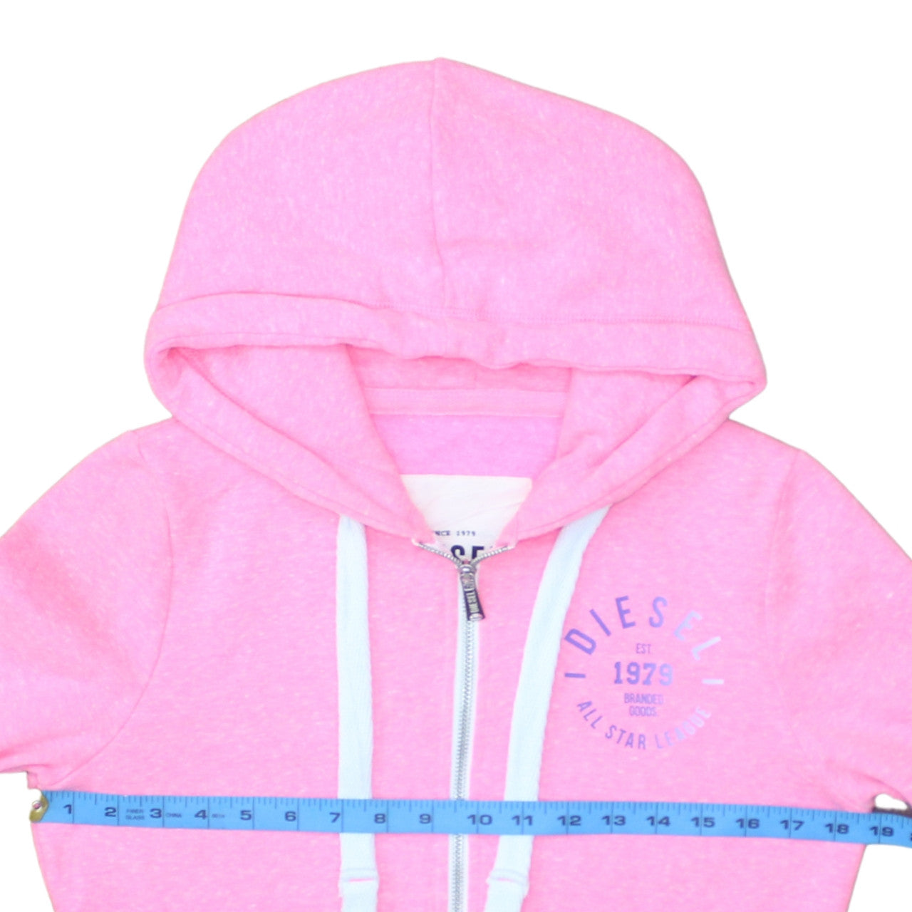 Diesel Womens Pink Full Zip Hoodie Size S - Graphic Print Casual Sweatshirt