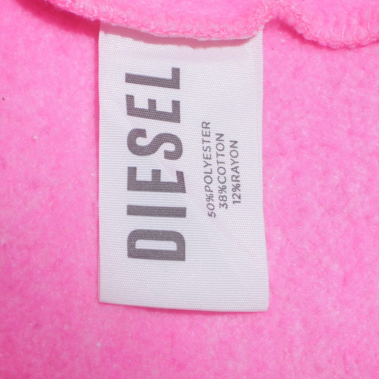 Diesel Womens Pink Full Zip Hoodie Size S - Graphic Print Casual Sweatshirt