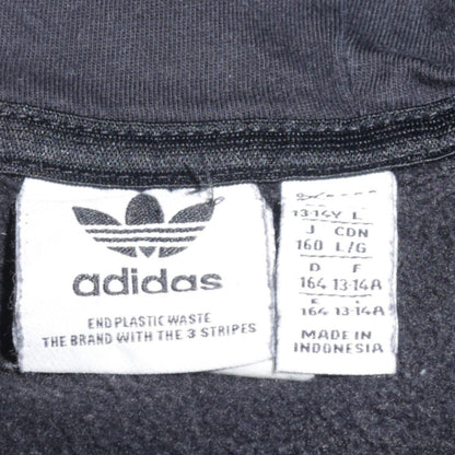 Adidas Teens Black Pullover Hoodie Fleece Logo Sweatshirt 13-14 Years