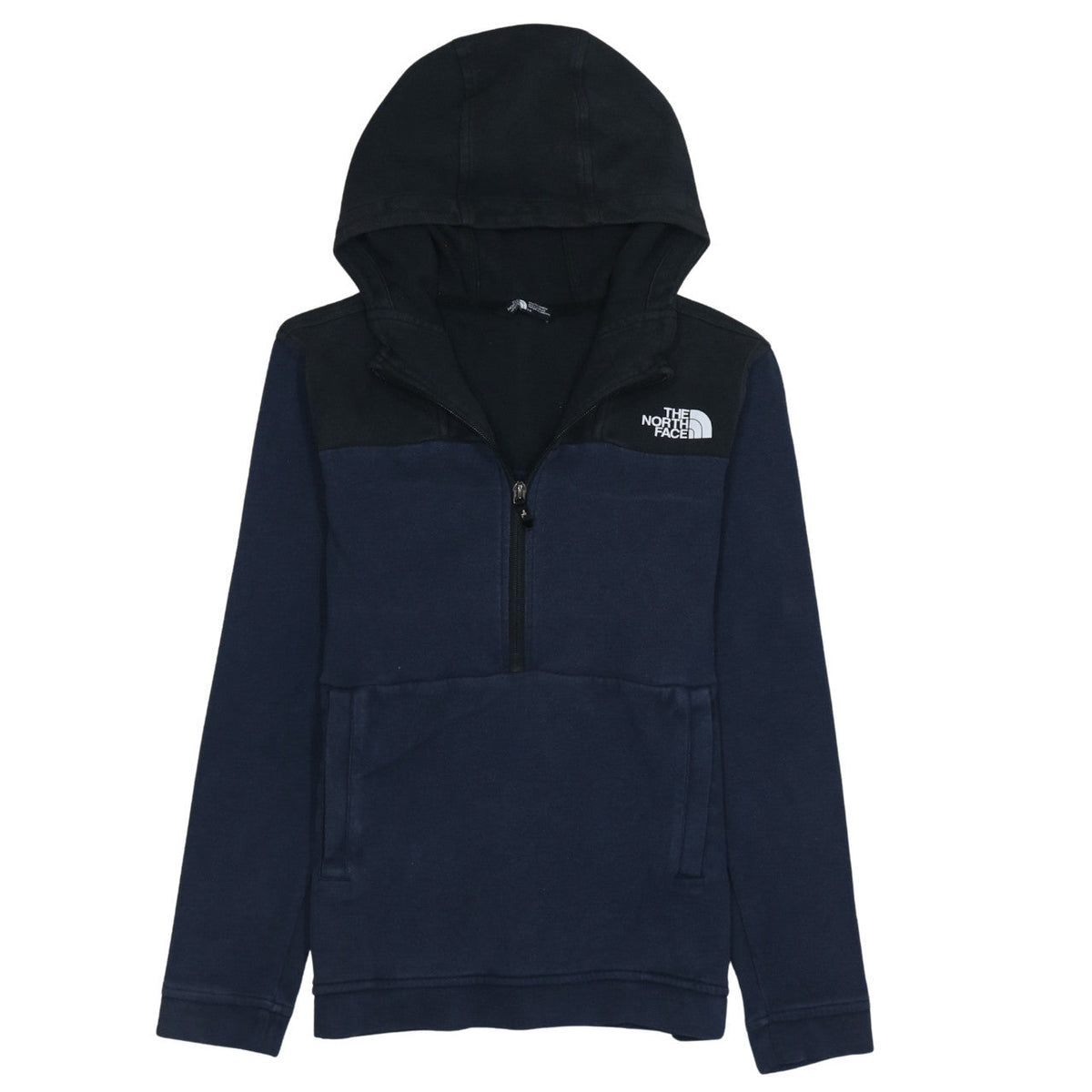 The North Face Boys Blue Colourblock Fleece Pullover Hoodie L