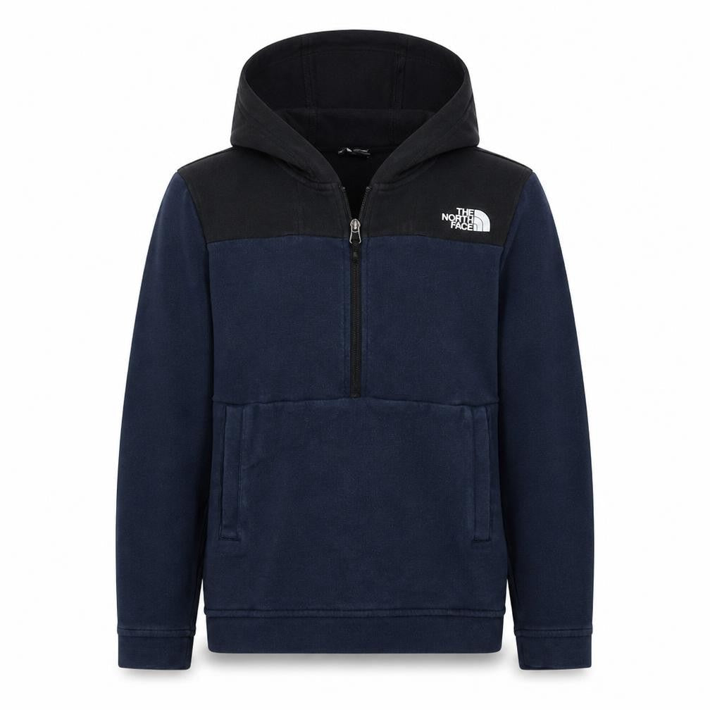 The North Face Boys Blue Colourblock Fleece Pullover Hoodie L