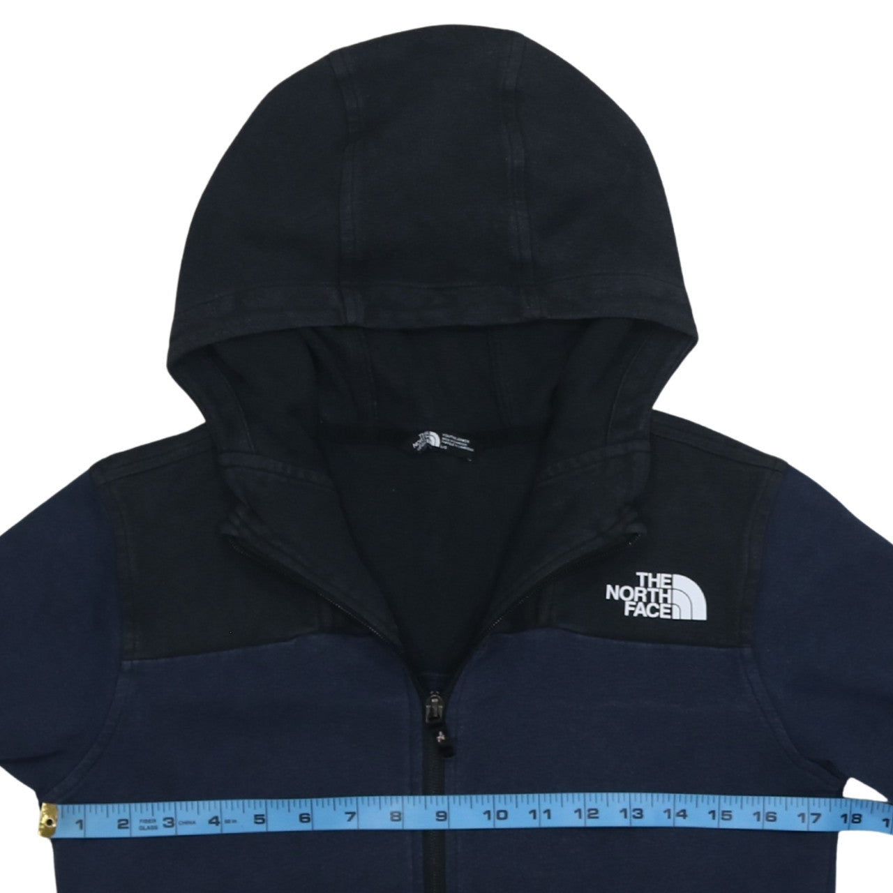 The North Face Boys Blue Colourblock Fleece Pullover Hoodie L