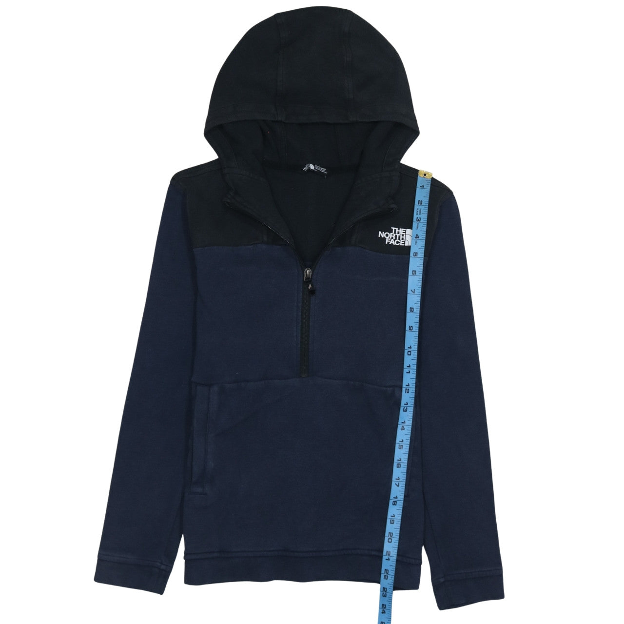 The North Face Boys Blue Colourblock Fleece Pullover Hoodie L