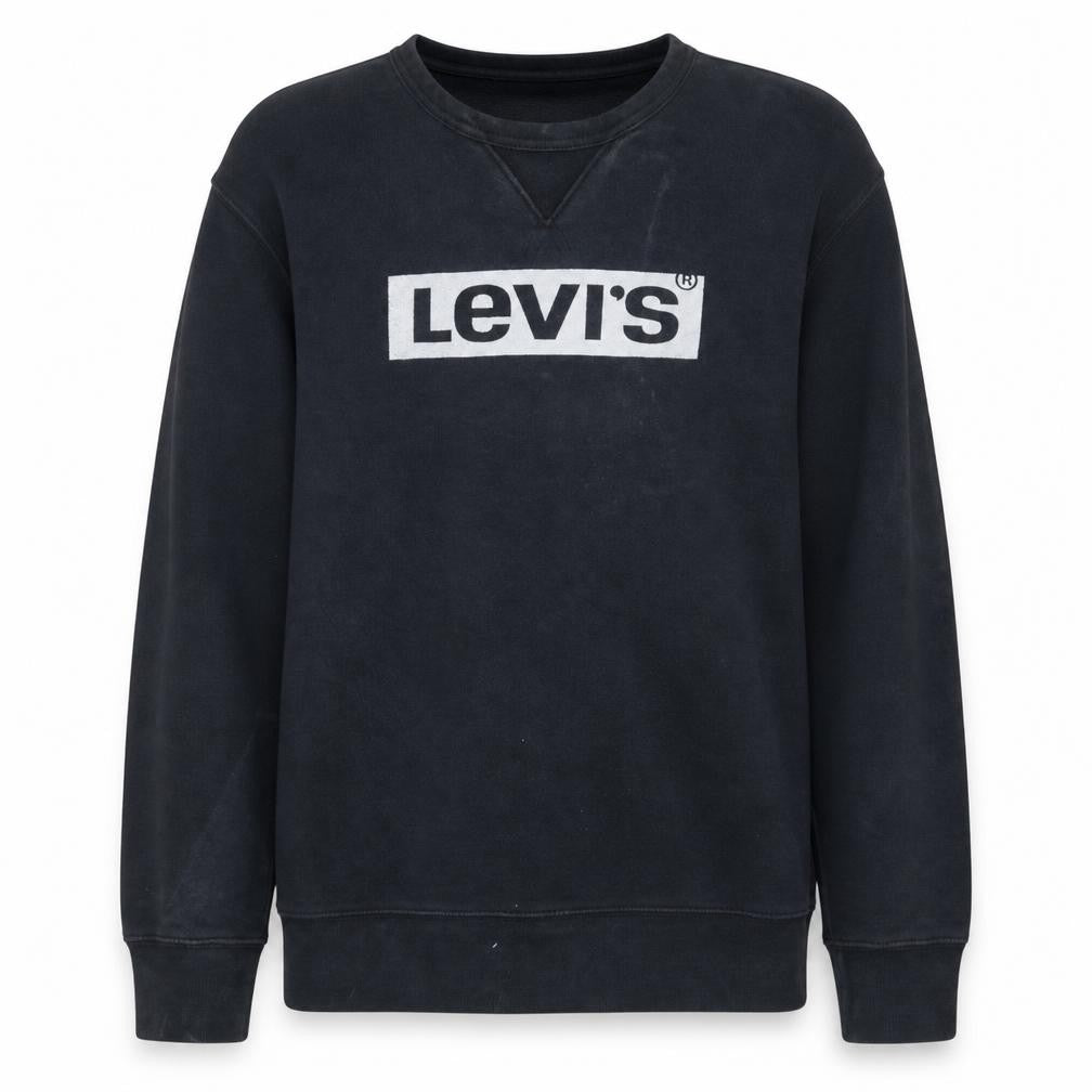 Levi's Men's Black Small Crew Neck Pullover Logo Sweatshirt