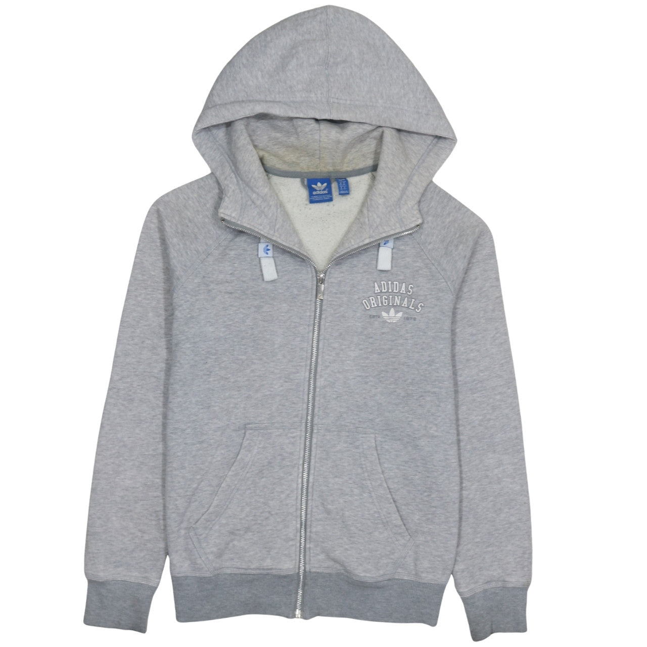 Adidas Originals Women Grey Full Zip Hoodie Size 12 Lined Hooded