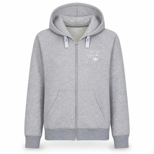 Adidas Originals Women Grey Full Zip Hoodie Size 12 Lined Hooded