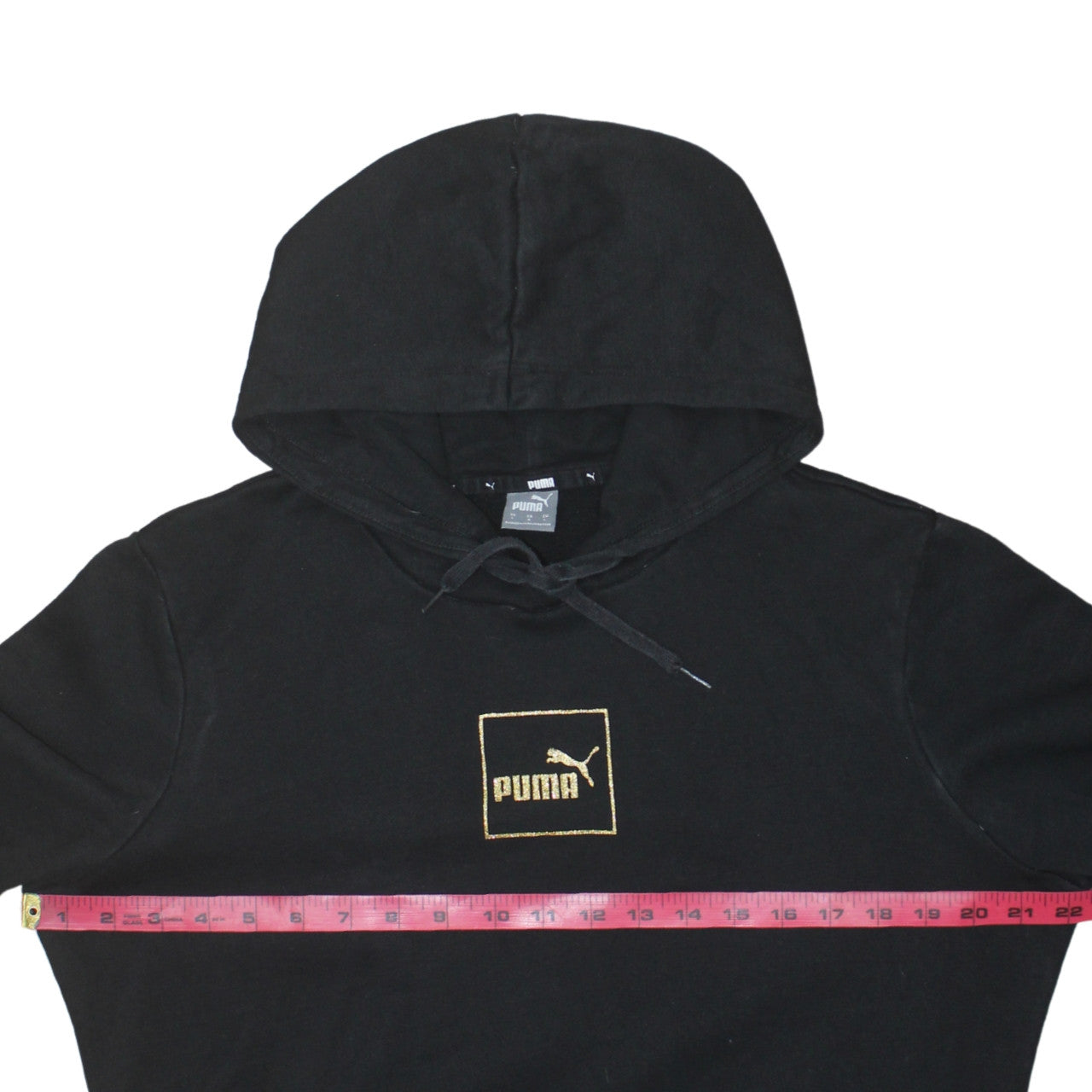 Puma Women's Black Gold Logo Pullover Hoodie Size L