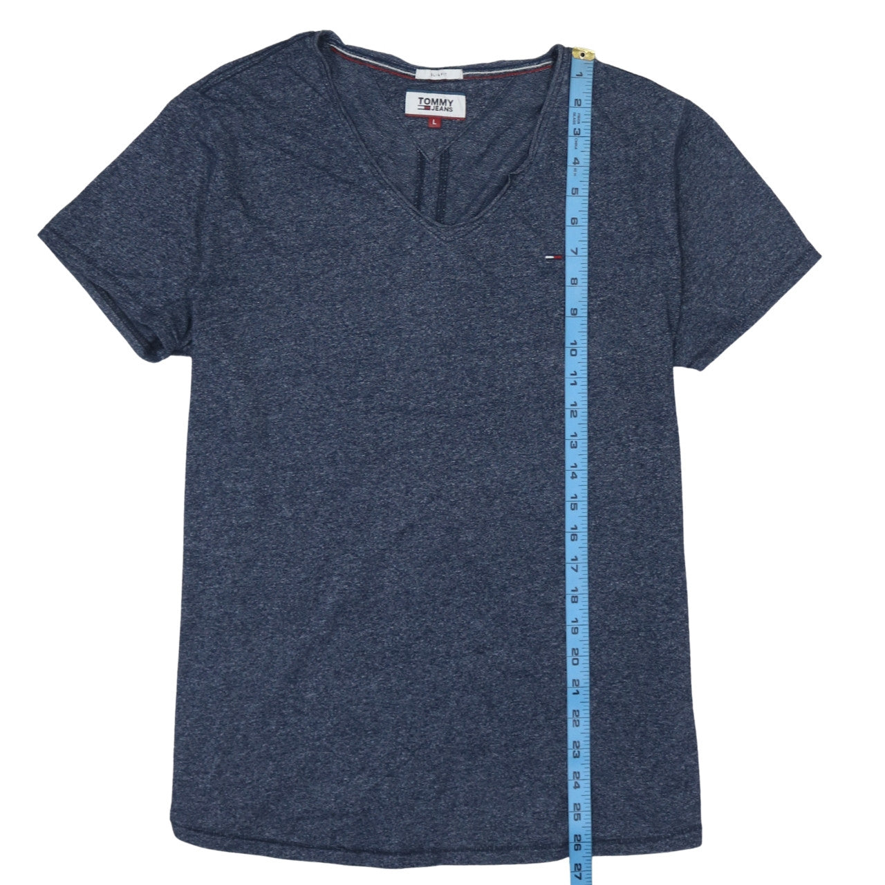 Tommy Jeans Mens Blue V-Neck Slim Fit Short Sleeve T-Shirt L