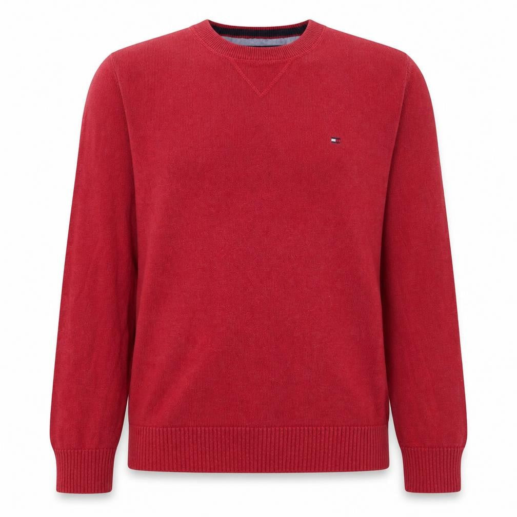 Tommy Hilfiger Men Red Cotton Crew Neck Pullover Jumper S