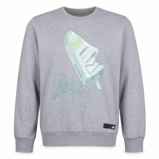 Adidas Mens Grey Graphic Logo Pullover Sweatshirt Size M