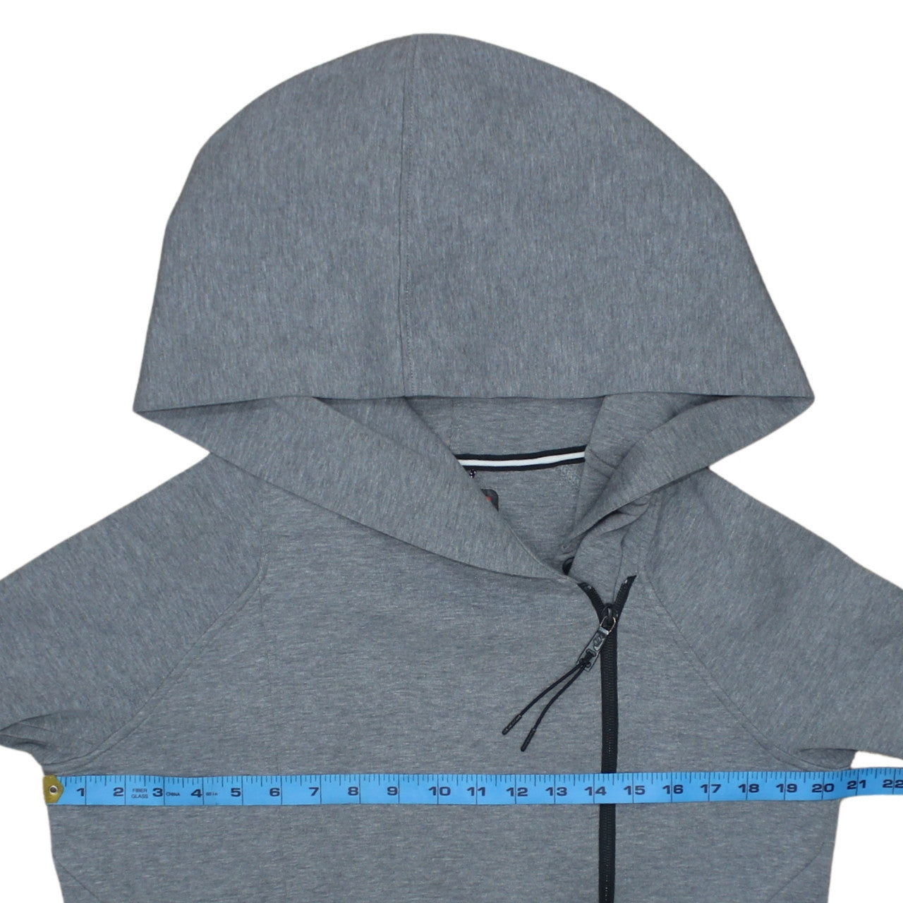 Nike Women Grey Full Zip Hoodie Small Asymmetric Zip Cotton Blend