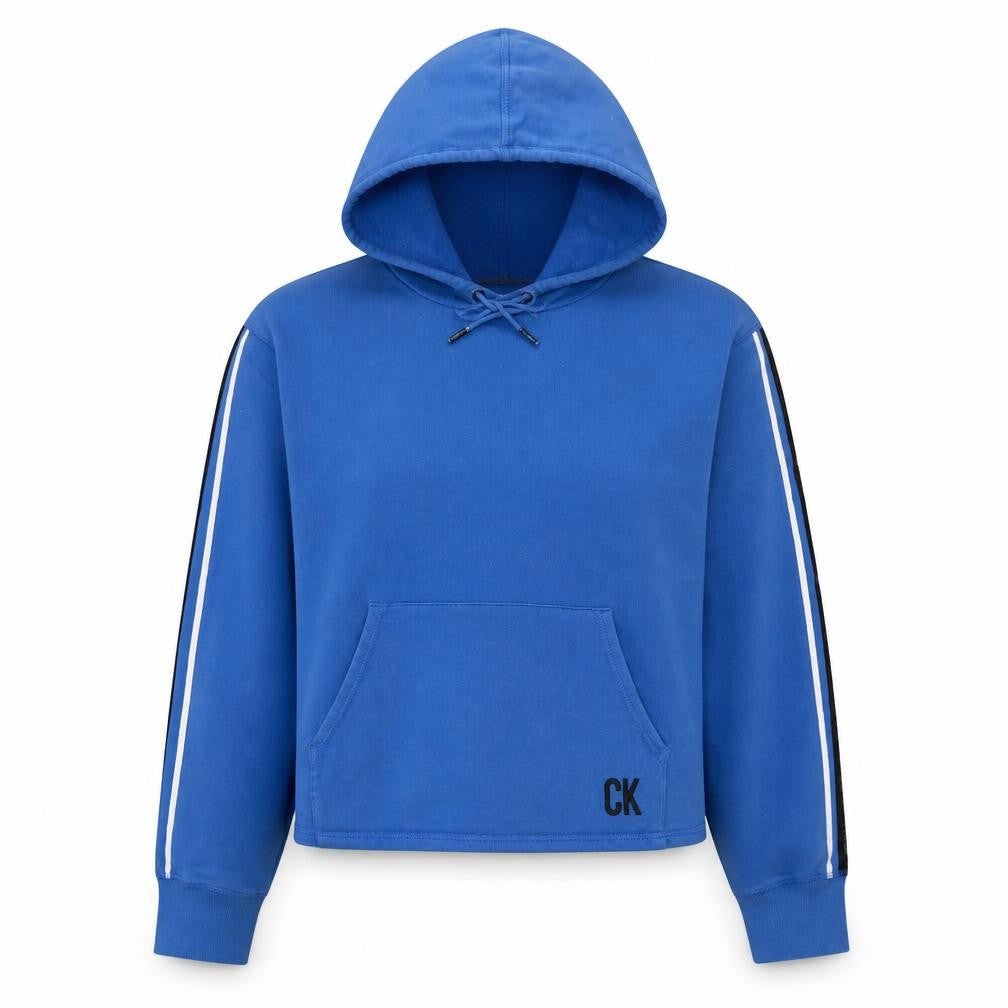 Calvin Klein Jeans Women Blue Pullover Hoodie M Logo Tape Cotton