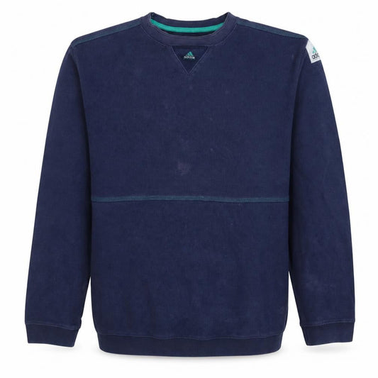 Adidas Men's Blue Cotton Crew Neck Pullover Sweatshirt L Vintage Sports