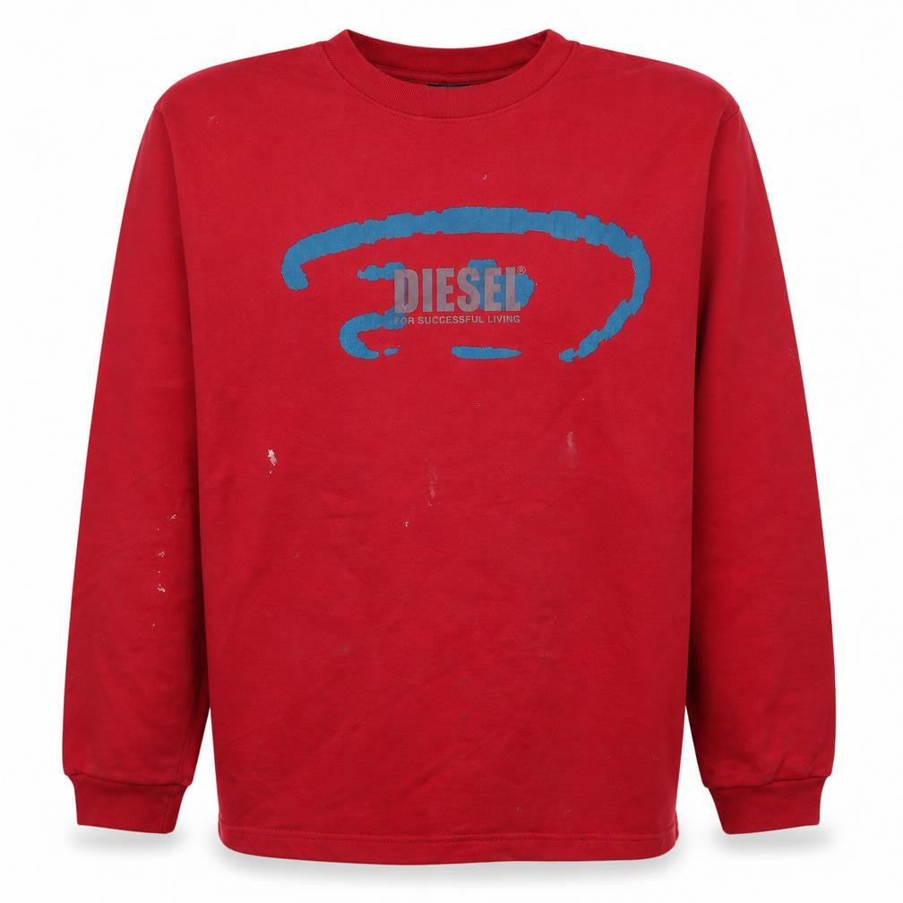 Diesel Mens Red XL Pullover Graphic Logo Sweatshirt