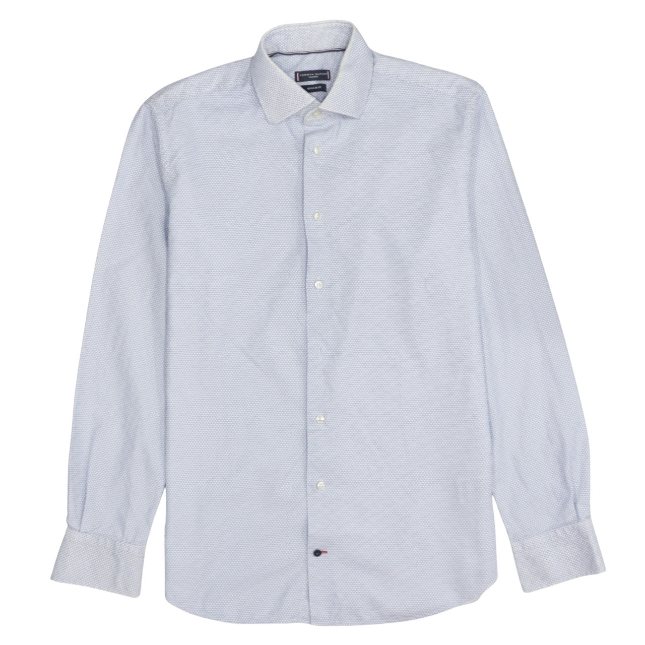 Tommy Hilfiger Men’s Blue Geometric Regular Fit Cotton Long Sleeve Shirt Size 16