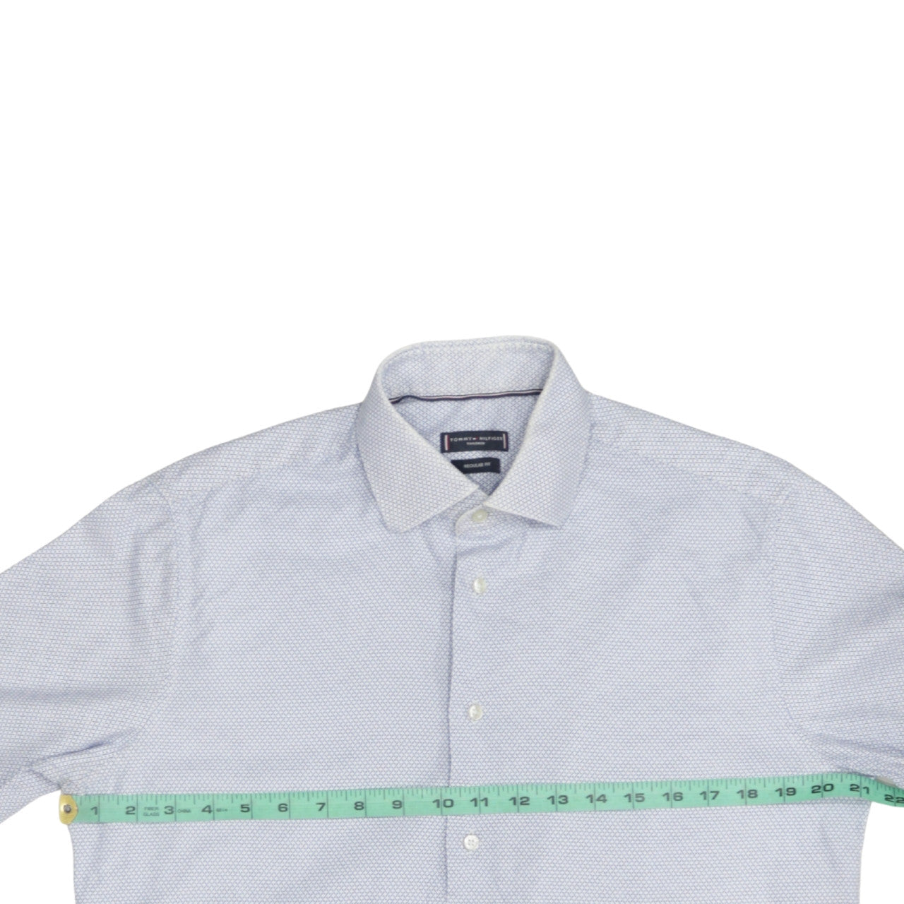 Tommy Hilfiger Men’s Blue Geometric Regular Fit Cotton Long Sleeve Shirt Size 16