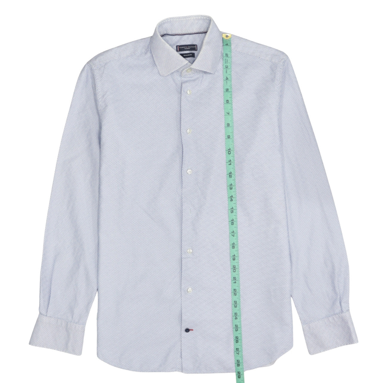 Tommy Hilfiger Men’s Blue Geometric Regular Fit Cotton Long Sleeve Shirt Size 16