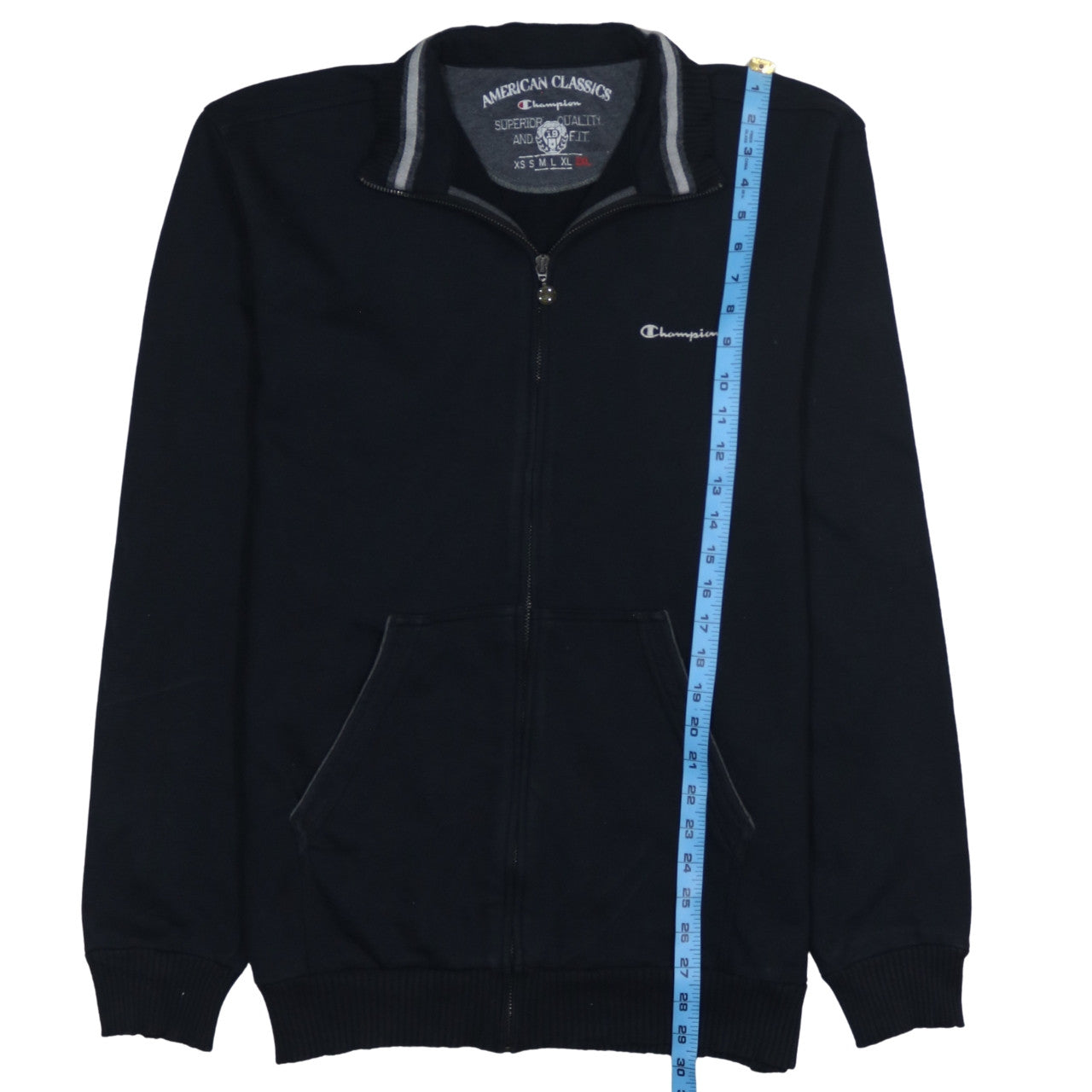 Champion Men’s Black 2XL Track Jacket Full Zip Cotton Blend