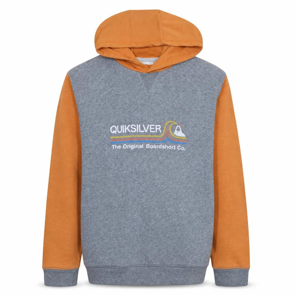 Quiksilver Boys Grey Orange Pullover Hoodie Sweatshirt Size 18-19 Years